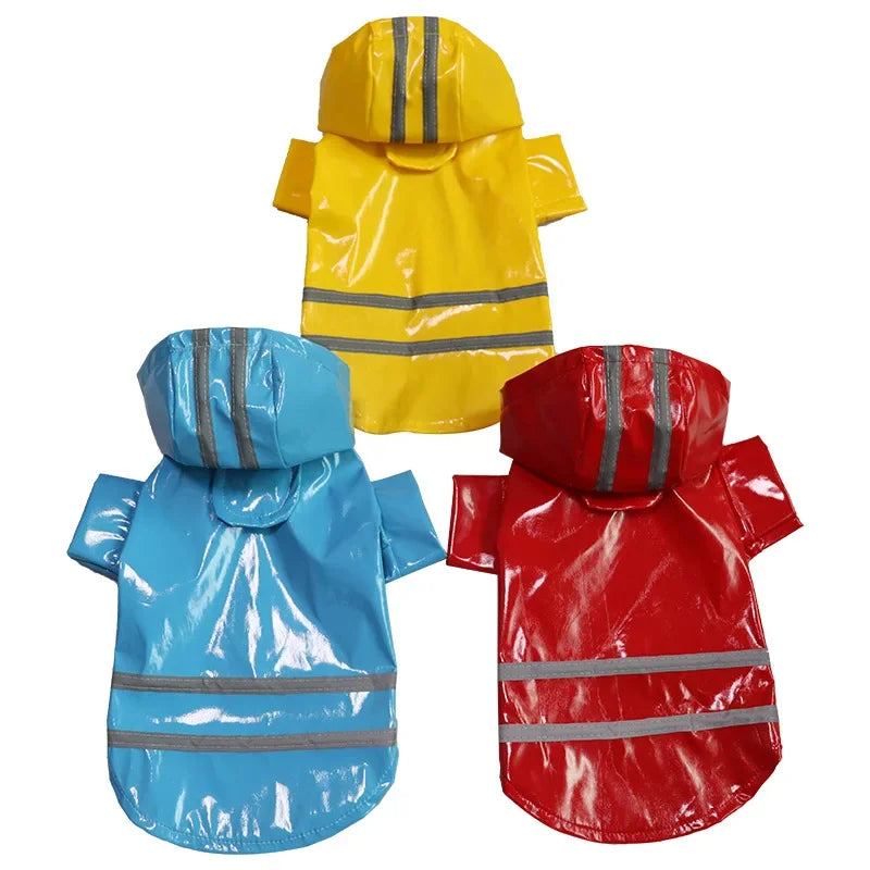 Dog Clothes, Waterproof Jackets, Hooded Raincoats with Reflective Strip