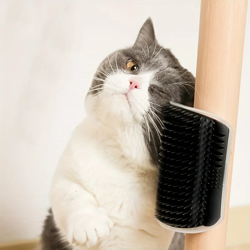 Pet cat scratching and stroking device